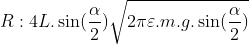 CAMPO ELETRICO Gif.latex?R:4L.\sin%20(\frac{\alpha%20}{2})\sqrt{2\pi\varepsilon%20.m.g